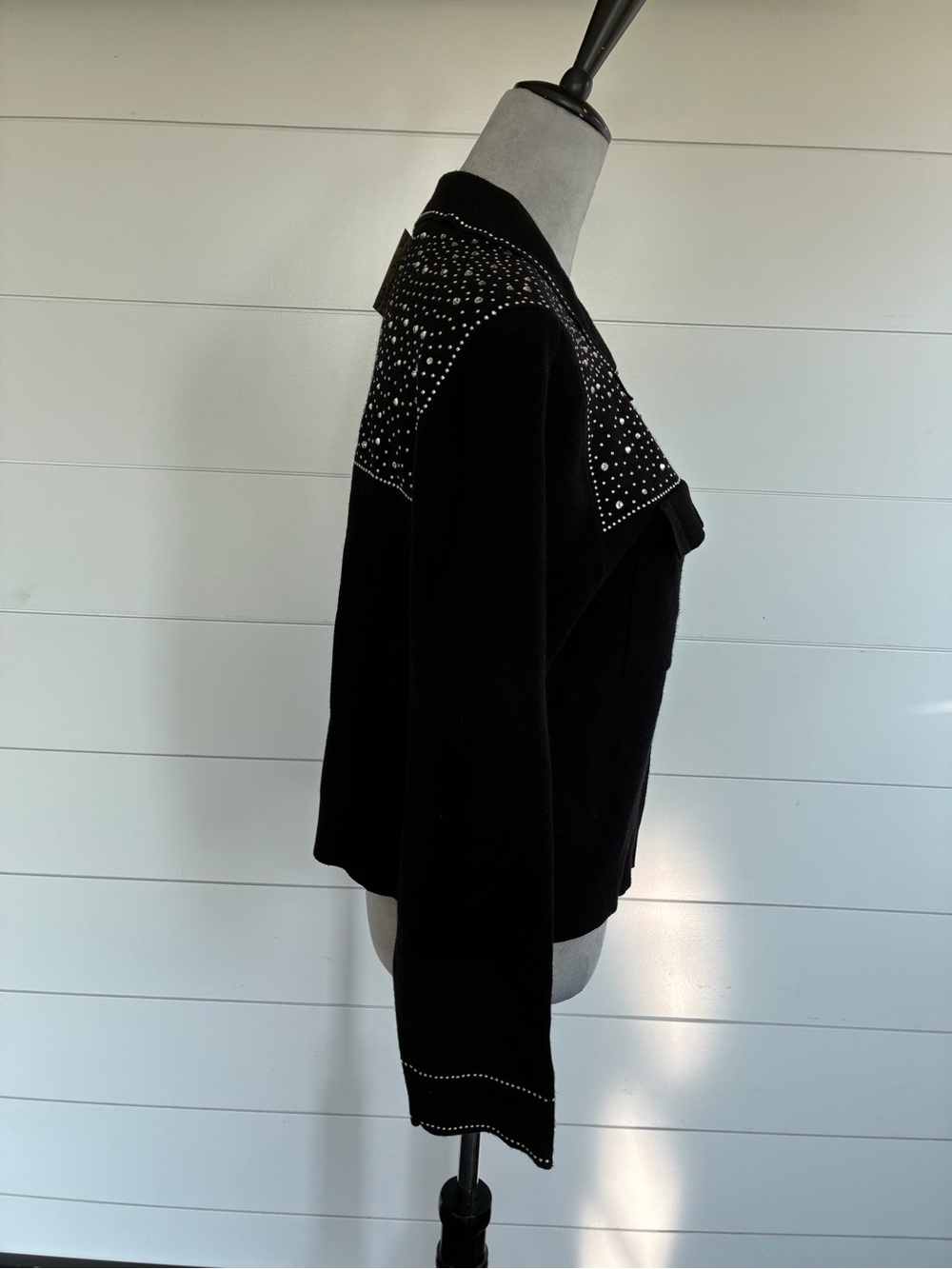 Christian Siriano Black Stud-Embellished Button Sweater Sz M NWT/0407 - Picture 4 of 13